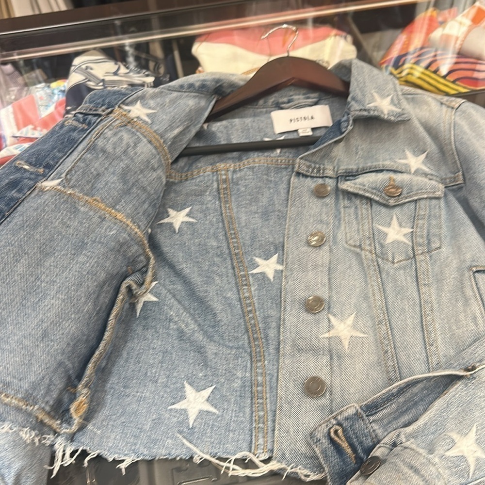 Pistola Brando Star Cut- Off Denim Jacket in Zodiac - Picture 7 of 7